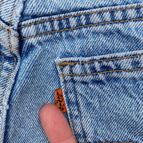 Made in USA Levis 954 Vtg Highwaisted Denim Jean Shorts 25 26 Womens Ora… - Picture 6 of 7